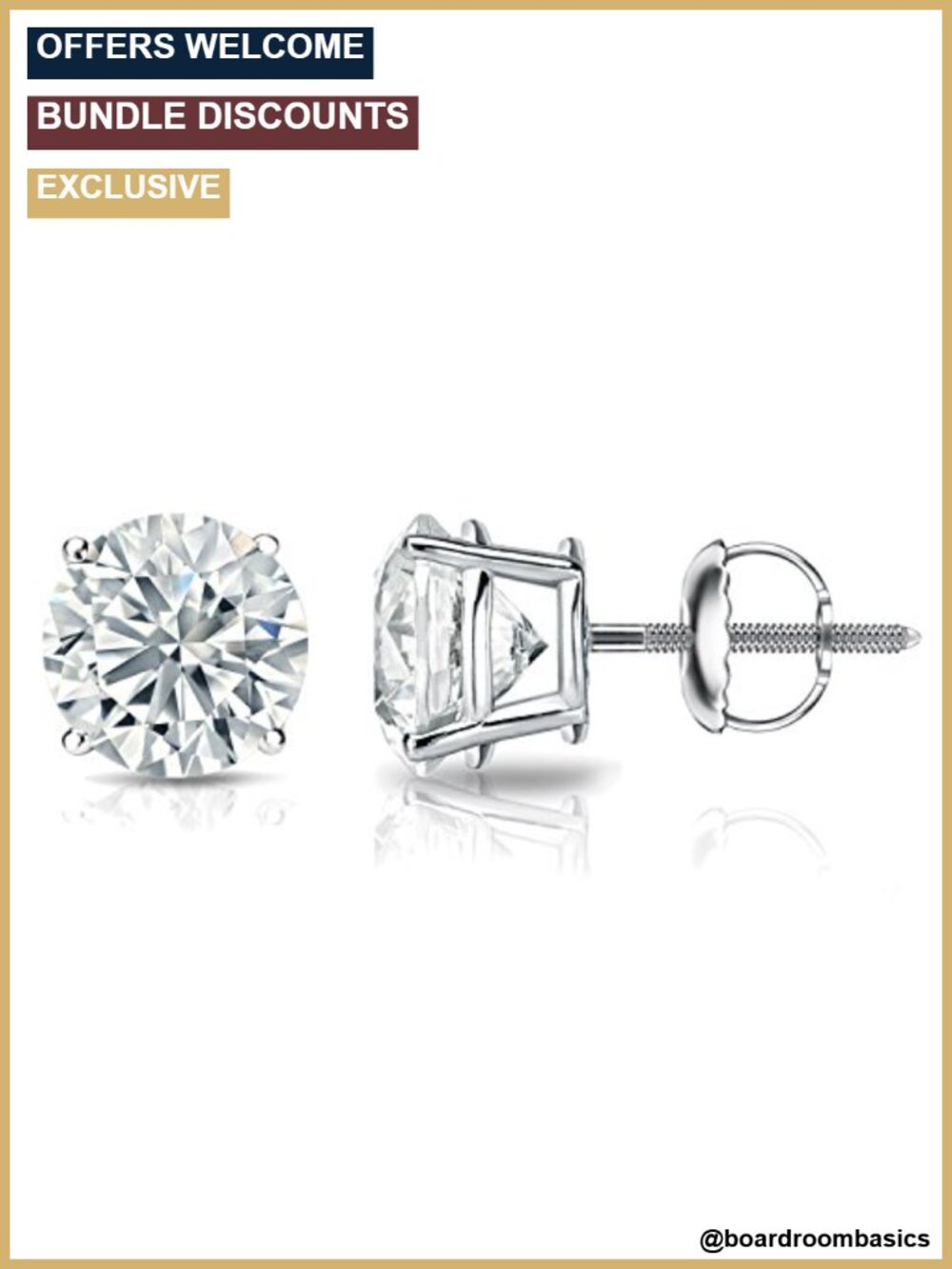 14k Gold Diamond Stud Earrings 0.15ct Round Screw Back